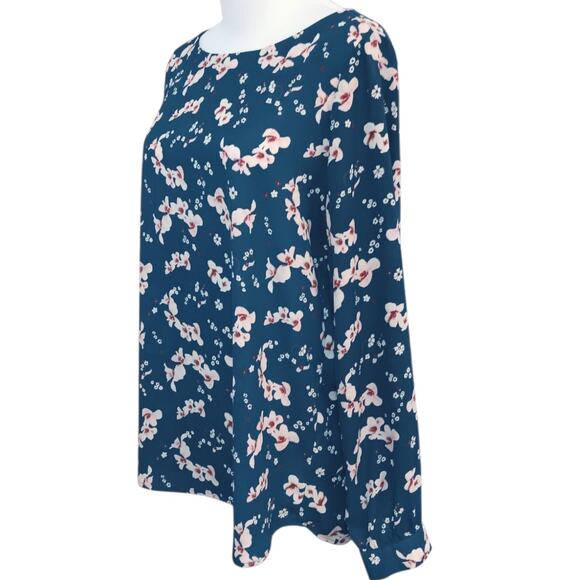 PLEIONE Blouse Top M Pretty Flowers Career Office Professional Dressy Floral - Picture 3 of 9